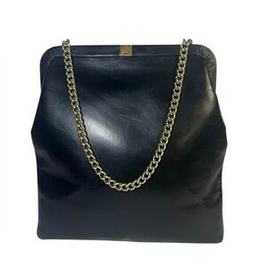 Vintage Black Chain Shoulder Bag – Gold Hardware